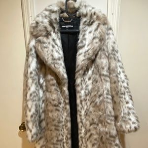 Karl Lagerfeld faux fur snow leopard winter coat